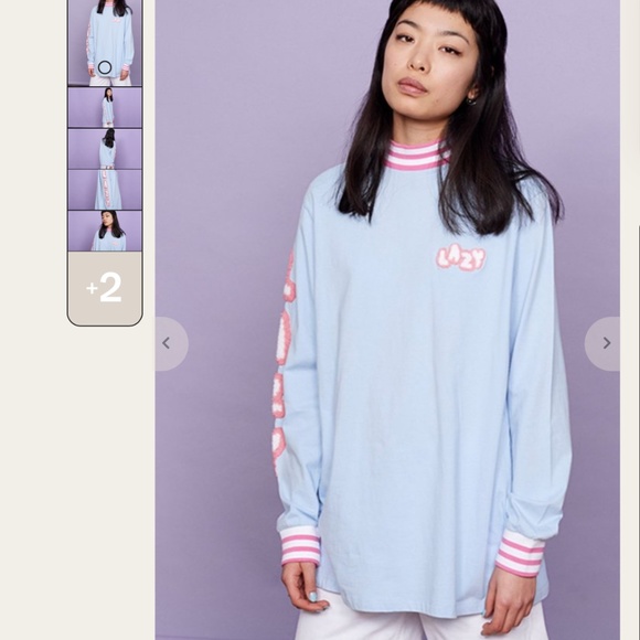LAZY OAF Lazy Logo Lettering Long Sleeve Shirt fuzzy - Picture 1 of 6